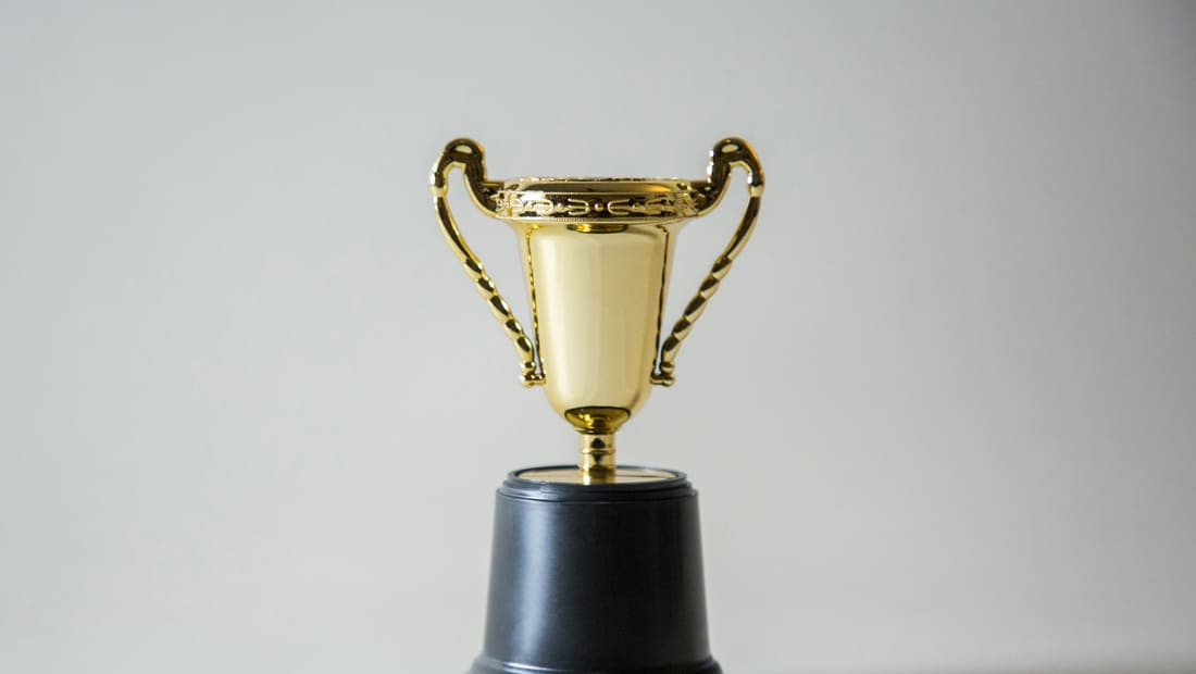 Gold award trophy for custom event requests